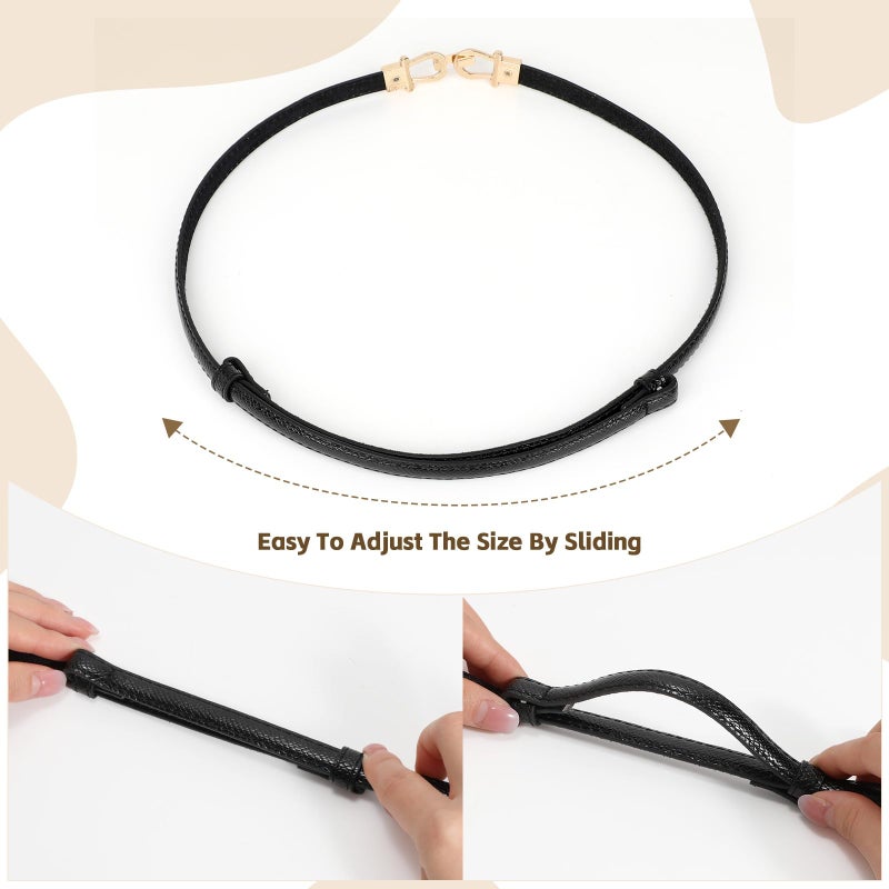 JASGOOD Leather Skinny Women Belt Ladies Thin Waist Belts Plus Size Adjustable for Jeans Pants Dresses with Metal Buckle - Image 4
